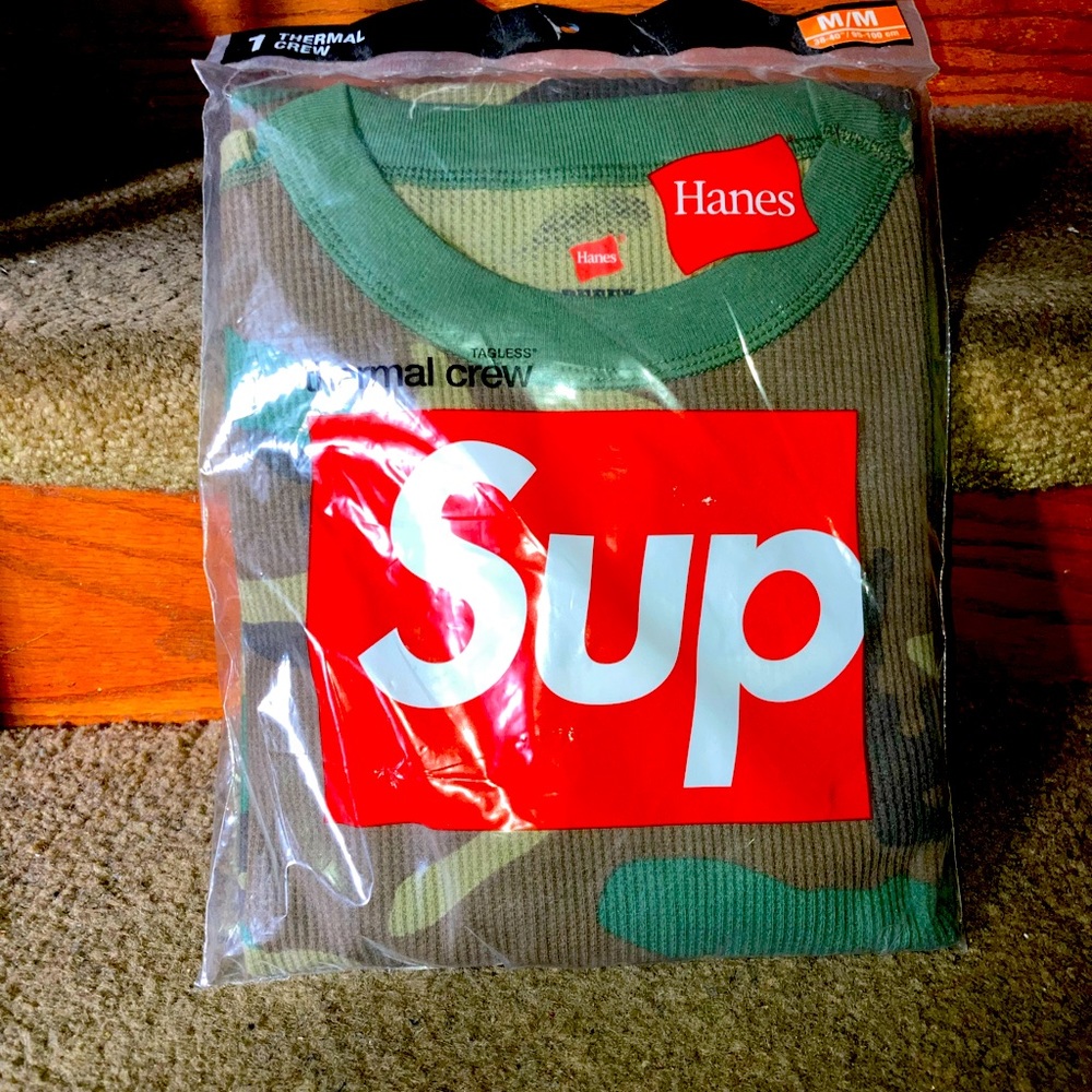 Supreme/Hanes Thermal Long sleeve Crew a neck Tee